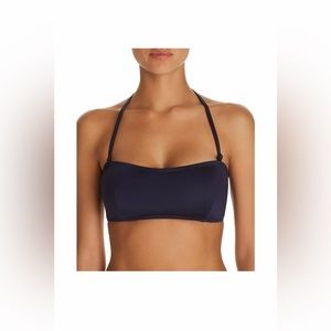 Mei L'ange Womens Navy Blue Strapless Bandeau Swim Top Separates Size M